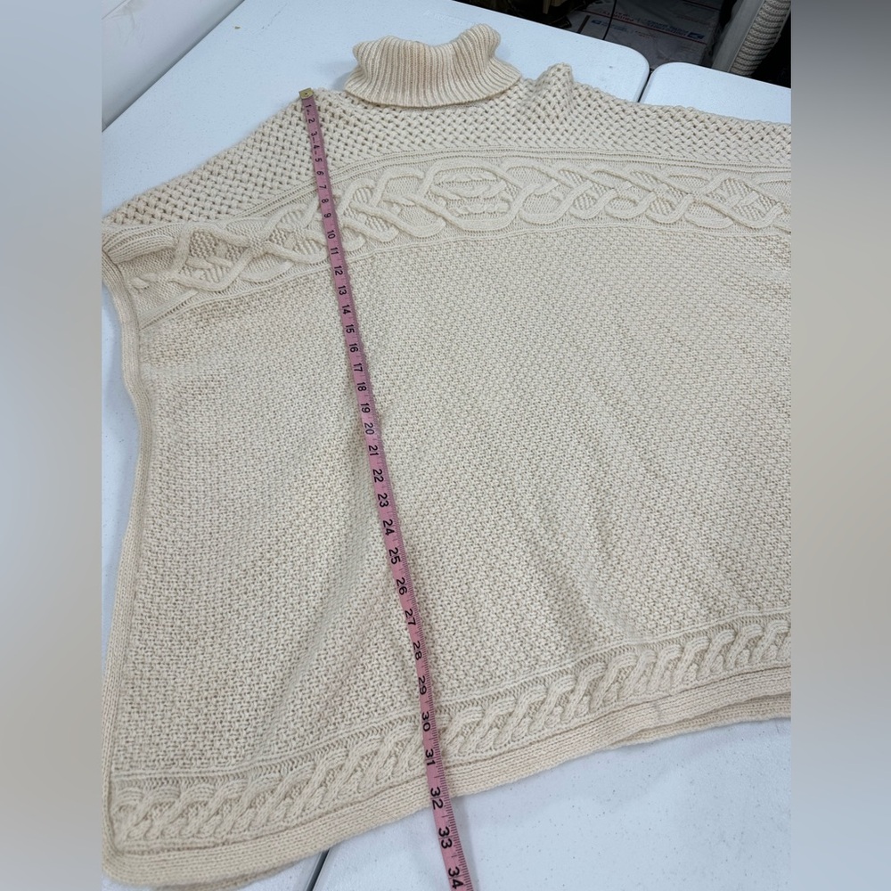 Lauren Ralph Lauren Wool Alpaca Cable Knit Relaxed Poncho Sweater Luxe Heritage - Picture 6 of 12
